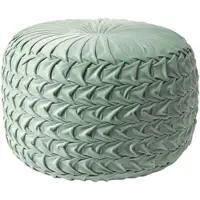 Homescapes SAMT-POUF Grace grün, plissiert in Flechtoptik, 50/50/35 cm