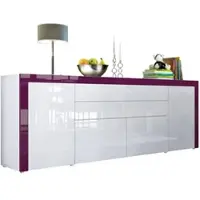Vladon SIDEBOARD La Paz Weiß Hochglanz / Brombeer Hochglanz