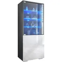 Vladon VITRINE Granada Weiß Hochglanz