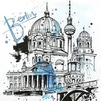Home Fashion , Berlin Graphic, Lunch-Servietten aufgefaltetes Maß 33 cm x 33 cm, im Viertelfalz, 20 Stück pro Pack, 12 Pack pro Karton