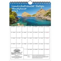 Seelenzauber GmbH Landschaftszauber Europa Planer DIN A4 Kalender für 2027 Europäischer Länder - Geschenkset Inhalt: 1x Kalender, 1x Weihnachtsanhänger (insgesamt 2 Teile)