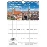 Seelenzauber GmbH Reisezauber München Planer DIN A4 Kalender für 2027 Bayern Deutschland - Geschenkset Inhalt: 1x Kalender, 1x Weihnachtsanhänger (insgesamt 2 Teile)