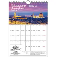 Seelenzauber GmbH Reisezauber Toskana Planer DIN A4 Kalender für 2027 Urlaub Mediterran Italien - Set-Inhalt: 1x Kalender 1x Weihnachtsanhänger 1x Grußanhänger (gesamt 3 Teile)