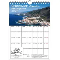Seelenzauber GmbH Reisezauber Kanaren Planer DIN A4 Kalender für 2027 Urlaub Strand Spanien - Geschenkset Inhalt: 1x Kalender, 1x Weihnachtsanhänger (insgesamt 2 Teile)