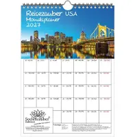 Seelenzauber GmbH Reisezauber USA Planer DIN A4 Kalender für 2027 Amerika Reise Land Urlaub - Set-Inhalt: 1x Kalender 1x Weihnachtsanhänger 1x Grußanhänger (gesamt 3 Teile)