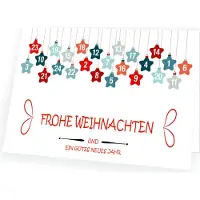 Seelenzauber GmbH Weihnachtskarte Bunter Adventskalender mit passendem Umschlag 10x Karte 10x Umschlag