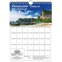 Seelenzauber GmbH Reisezauber Thailand Planer DIN A4 Kalender für 2027 Reise Strand Meer Bangkok Land Urlaub - Set-Inhalt: 1x Kalender, 1x Weihnachtsanhänger (insgesamt 2 Teile)