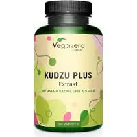 Vegavero Kudzu Plus | 180 Kapseln | mit Haferkraut und Acerola | Kudzuwurzel-Extrakt mit 8% Isoflavone | vegan