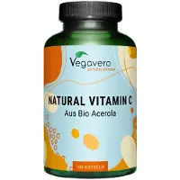 Vegavero Natürliches Vitamin C | 180 Kapseln | aus Acerola-Extrakt | | vegan