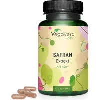 Vegavero Safran Extrakt | 120 Kapseln | Echter Safran aus Spanien | 3,5% Lepticrosalide | vegan