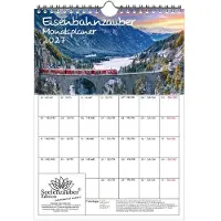 Seelenzauber GmbH Eisenbahnzauber Planer DIN A4 Kalender für 2027 Eisenbahn - Geschenkset Inhalt: 1x Kalender 1x Weihnachtsanhänger 1x Grußanhänger (gesamt 3 Teile)