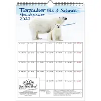 Seelenzauber GmbH Tierzauber Eis und Schnee Planer DIN A4 Kalender für 2027 Tiere aus dem Polargebiet - Geschenkset Inhalt: 1x Kalender, 1x Weihnachtsanhänger (insgesamt 2 Teile)