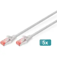 Digitus CAT 6 S/FTP Patchkabel, 5 Stück, 15 m, Cat6, S/FTP (S-STP), RJ-45, RJ-45, Grau