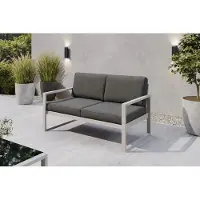Margaret Hadas24 Gartensofa 2 Sitzer Outdoor Madera Lounge Couch Terrasse wetterfest Balkonmöbel Sitzbank mit Lehne, Gartenmöbel kaschmir, dunkelgrau