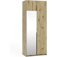 Margaret Hadas24 Kleiderschrank APOLLONIA I mit Spiegel, Drehtürenschrank, moderner, Schrank, viel Stauraum100 x 250cm (artisan, schwarze Griffe)