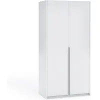 Margaret Hadas24 Kleiderschrank APOLLONIA ohne Spiegel, Drehtürenschrank, moderner, Schrank, viel Stauraum100 x 204cm (weiß, schwarze Griffe)