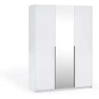 Margaret Hadas24 Kleiderschrank APOLLONIA mit Spiegel, Drehtürenschrank, moderner, Schrank, viel Stauraum150 x 204cm (weiß, schwarze Griffe)