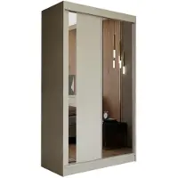 Margaret Hadas24 120 cm Kleiderschrank Gabo mit Spiegel inklusive 2 Schiebetüren Schwebetürenschrank (Farbe: kaschmir)