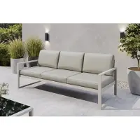 Margaret Hadas24 Gartensofa 3 Sitzer Outdoor Madera Lounge Couch Terrasse wetterfest Balkonmöbel Sitzbank mit Lehne, Gartenmöbel kaschmir, beige