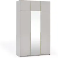 Margaret Hadas24 Kleiderschrank APOLLONIA I mit Spiegel, Drehtürenschrank, moderner, Schrank, viel Stauraum150 x 250cm (kaschmir, goldene Griffe)