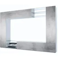 Vladon Wohnwand Mirage, Germany, Anbauwand mit Rückwand mit 2 Türen, 2 Klappen und 6 offenen Glasablagen, Schwarz matt/Beton Oxid-Optik (262 x 183 x 39 cm)