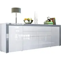 Vladon SIDEBOARD La Paz Weiß Hochglanz / Grau Hochglanz
