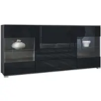 Vladon SIDEBOARD Bari Schwarz Hochglanz