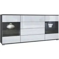 Vladon SIDEBOARD Bari Weiß Hochglanz