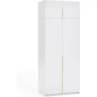 Margaret Hadas24 Kleiderschrank APOLLONIA I ohne Spiegel, Drehtürenschrank, moderner, Schrank, viel Stauraum100 x 250cm (weiß, goldene Griffe)