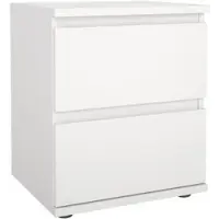 Wellhome - Nachttisch mit 2 Schubladen in der Farbe Weiß 41 x 34 x 49 cm - Júcar White