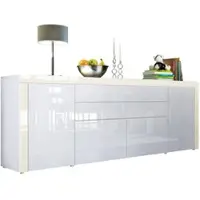 Vladon SIDEBOARD La Paz Weiß Hochglanz / Creme Hochglanz