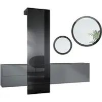 Vladon GARDEROBE Carlton Dual Schwarz Hochglanz
