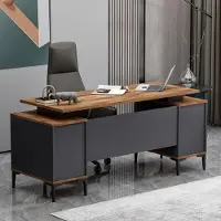Homidea Branco Chefschreibtisch - Moderner Schreibtisch mit Stauraum - Eiche/Anthrazit