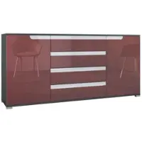 Vladon SIDEBOARD Sylt Bordeaux Hochglanz / Weiß Hochglanz