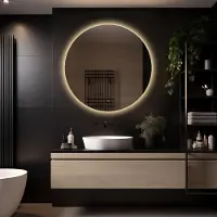 Megagoods LoXa Badspiegel Lena rund 100x100 cm mit LED-Beleuchtung, Farbtemperatur einstellbar, dimmbar, Antibeschlag