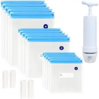 Melitt Unter Vakuum Taschen 20 Pack Wiederverwendbare Elektrische Vakuum Lebensmittel Lagerung Speichern Sie Den Versiegelungs Kocher mit 1 Hand Pumpe, 3