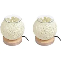 Jojomino 2X Aroma Elektrischer Wachsschmelzbrenner 3D-Aromalampe Brenner für Ätherische Öle Licht Aromatherapie Diffusor Nachtlicht UK-Stecker