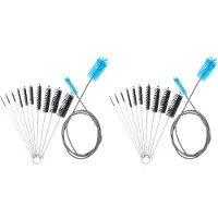 Exogio 2X Aquarium Filter Bürsten Set, Flexibler Doppel End Borsten Schlauch Rohr Reiniger mit Langer Reinigungs Bürste Aus Edelstahl