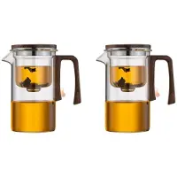 Semoic 2X Teekanne mit Magnetischer Filterung - Automatische Teetrennung, Schmales Design, Glasteekanne für Den Einsatz im Büro