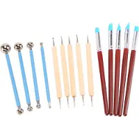 Typecat 14Pcs Polymer Keramik Ton Schnitzen Modellierung Kugel Stylus Nagel Kunst Verschönerung Werkzeug Gummi Flip Keramik Schnitzen Kit Diy Malerei Gestein