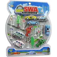 Trifox Set mit Autos und Verkehrsschildern, 8 Stück (Spielzeug)