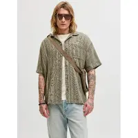 Jack & Jones Kurzarmhemd "JJEBRADLEY STRIPED RESORT SHIRT SS LN" Baumwolle, loose fit