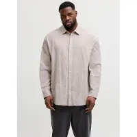 Jack & jones Langarmhemd "JJEBREEZE LINEN BLEND SHIRT L/S SN PLS" mit auffälliger Knopfleiste
