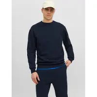 Jack & Jones Sweatshirt "JJEBRADLEY mit Rippbündchen für Alltag und Freizeit", Materialmix, relaxed fit