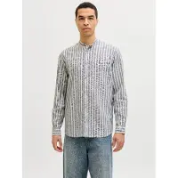 Jack & Jones Langarmhemd "JJESUMMER LINEN BLEND BAND SHIRT L/S SN" Baumwollmischung, regular fit