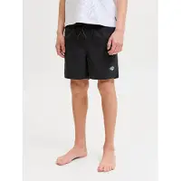 Jack & Jones Badeshorts JUNIOR "JPSTMAUI SURF DOUBLE WB SWIMSHORT SN JNR", Jungen, Gr. 128, N-Gr, schwarz, Web, Obermaterial: 100% Polyester, bedruckt, Badehosen Badeshorts, mit Logobund und Kordelzug