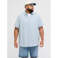 Jack & Jones Kurzarmhemd "JJEBREEZE LINEN BLEND SHIRT S/S SN PLS" mit Leinen, regular fit