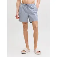 Jack & Jones Badeshorts "JPSTMAUI NORREBRO SWIM SHORTS", Herren, Gr. M, N-Gr, grau (tradewinds), Web, Polyester, unifarben, Badehosen Badeshorts