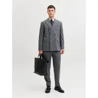 Jack & Jones Zweireihiger Blazer und Anzughose in Grey Melange | Gr.: 52