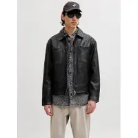 Jack & Jones Lederjacke in Black | Gr.: XXL